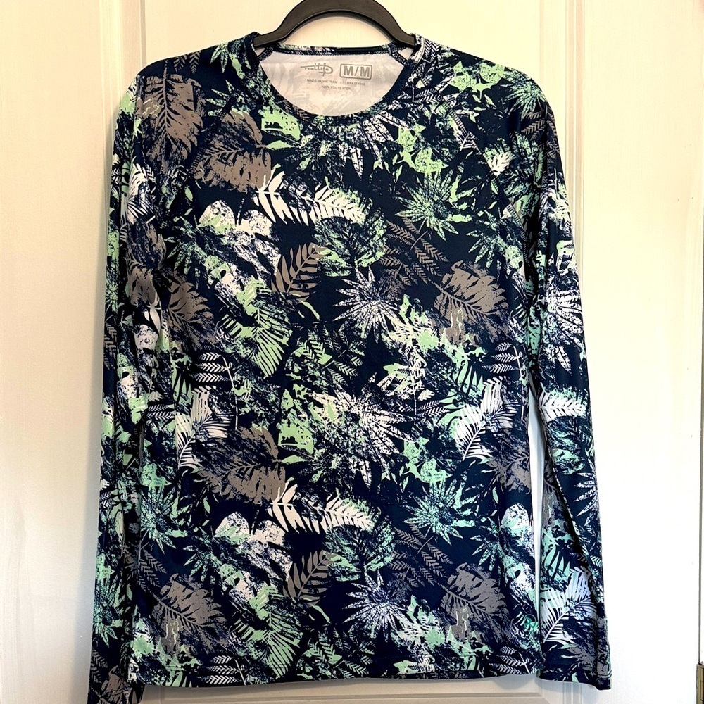 Tropical Print Long Sleeve Swim Coverup